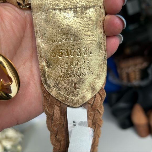 Michael Kors gold leather braided belt L main image 7